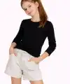 Kız Çocuk Basic Uzun Kollu Tişört Okul Günlük Rahat T-Shirt - Siyah