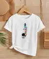 Kız Çocuk Baskılı T-Shirt - Beyaz