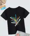 Kız Çocuk Baskılı T-Shirt- Siyah
