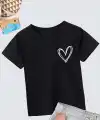 Kız Çocuk Bisiklet Yaka Baskılı T-Shirt - Siyah
