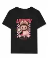 Kız Labubu Çocuk Baskılı T-Shirt - Siyah