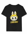 Kız Labubu Çocuk Baskılı T-Shirt - Siyah