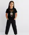 Kız Labubu Çocuk Baskılı T-Shirt - Siyah