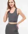 Kolsuz Dalgiç Baskılı Crop - Füme