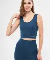 Kolsuz Sporcu Baskılı Crop - Turkuaz
