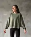 Osy Modal Yumuşak dokulu Kumaş Bisiklet Yaka Oversize Sweatshirt - Haki