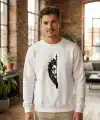 Oversize Bisiklet Yaka Sevgililer Günü Baskılı Sweatshirt - Beyaz