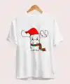 Ren Geyiği baskılı Noel İçin T-shirt - Beyaz