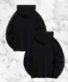 Sevgili Çift Kombini Örümcek Baskılı Kapüşonlu Sweatshirt Hoodie - Siyah