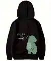 Sevgililer Günü Baskılı Oversize Kapüşonlu Sweatshirt Hoodie - Siyah