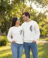 Sevgililer Gününe Baskılı Oversize Bisiklet Yaka Sweatshirt - Beyaz