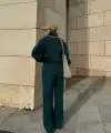 Üç İplik Yakalı Sweat Baggy Pantalonlu Takım - Yeşil