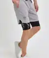 Unisex Baskılı İç Cepli Sporcu Alt Taytlı Şort - Gri