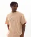 Unisex Baskılı Oversize T-Shirt - Bej