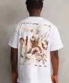 Unisex Baskılı Oversize T-Shirt - Beyaz