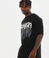 Unisex Baskılı Oversize T-Shirt - Siyah