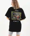 Unisex Baskılı Oversize T-Shirt - Siyah
