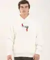 Unisex Baskılı Oversize Üç İplik Kapüşonlu Sweatshirt - Beyaz
