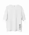 Unisex Bisiklet Yaka Baskılı Oversize T-Shirt - Beyaz
