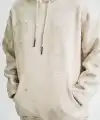 Unisex Double Oversize Kapşonlu Yıkamalı SweatShirt - Krem