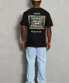 Unisex Oversize Baskılı Bisiklet Yaka T-Shirt - Siyah