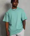 Unisex Oversize Düz Bisiklet Yaka T-Shirt - Mint Yeşili