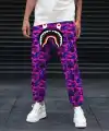 Unisex Pubg Bape x Shark Eşofman Altı - Mor
