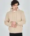 Unisex Tam Fermuarlı Kapşonlu  SweatShirt - Bej
