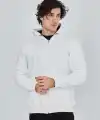 Unisex Tam Fermuarlı Kapşonlu  SweatShirt - Beyaz