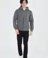 Unisex Tam Fermuarlı Kapşonlu  SweatShirt - Füme