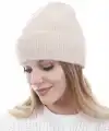 Unisex Tam Kalıp İnce Sakallı Triko Bere - Pudra