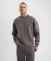 Unisex Uzun Kol Bisiklet Yaka Yıkamalı SweatShirt - Füme