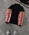 Unisex Vintage Baskılı Paraşüt Rüzgarlık - Siyah