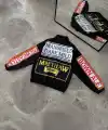 Unisex Vintage Baskılı Paraşüt Rüzgarlık - Siyah