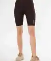 Yüksek Bel Biker Sporcu Şort - Kahve