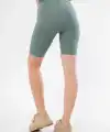 Yüksek Bel Fitilli Biker Baskılı Şort - Mint Yeşili