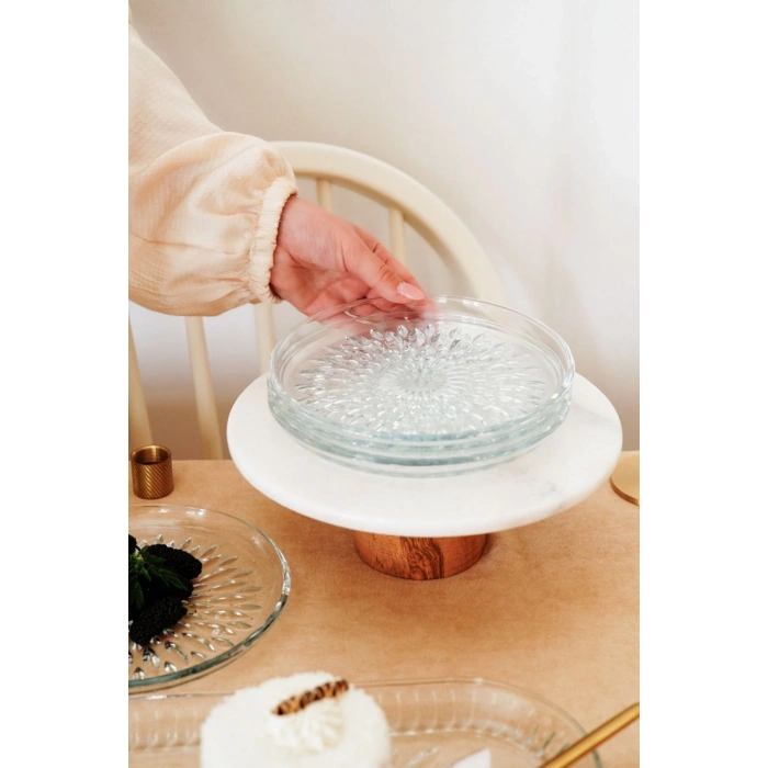 Cam Pasta Tabağı Seti 6 Adet Desenli 19 cm