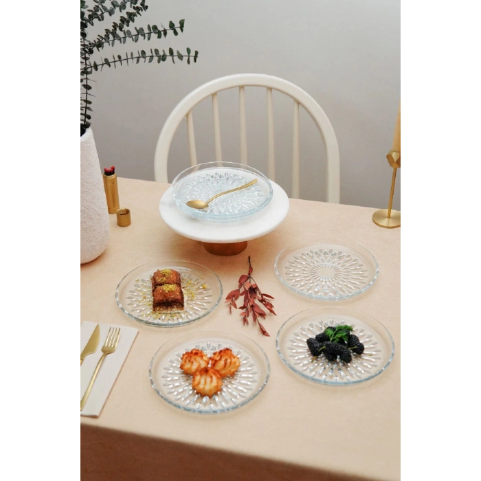 Cam Pasta Tabağı Seti 6 Adet Desenli 19 cm