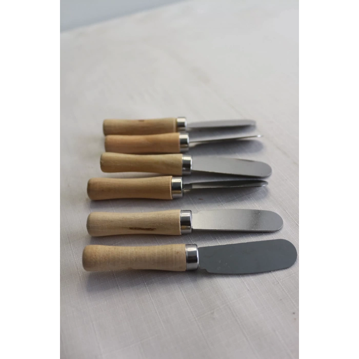 6 Adet Bambu Saplı Kahvaltı Bıçağı Tereyağı, Reçel, Çikolata Bıçağı