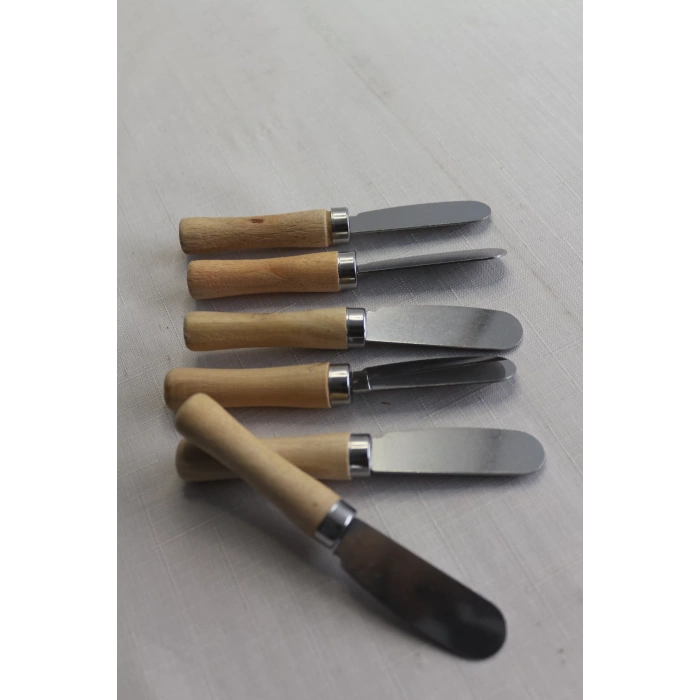 6 Adet Bambu Saplı Kahvaltı Bıçağı Tereyağı, Reçel, Çikolata Bıçağı