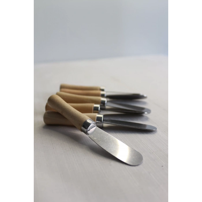 6 Adet Bambu Saplı Kahvaltı Bıçağı Tereyağı, Reçel, Çikolata Bıçağı