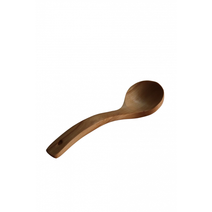 Bambu Eğri Büyük Kaşık - Delikli, Ergonomik, Çizmez Ahşap Kaşık 1 Adet 26cm
