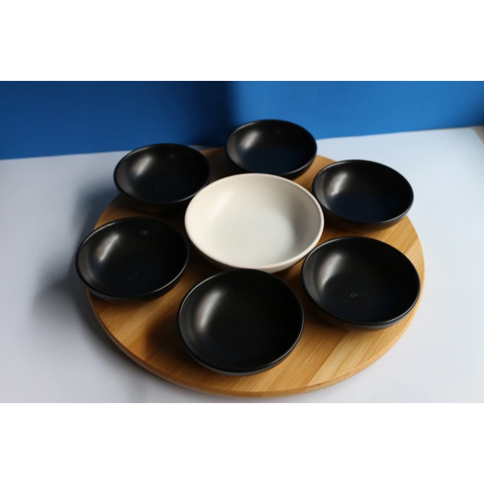 Bambu Dönen Standlı 7li Sosluk Set