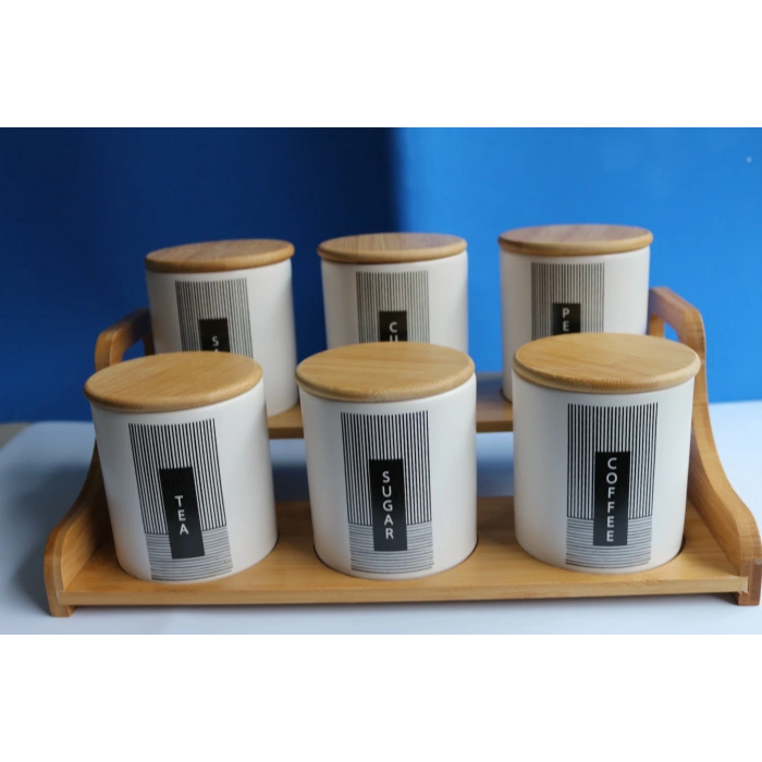 Bambu Standlı 6lı Baharat Seti