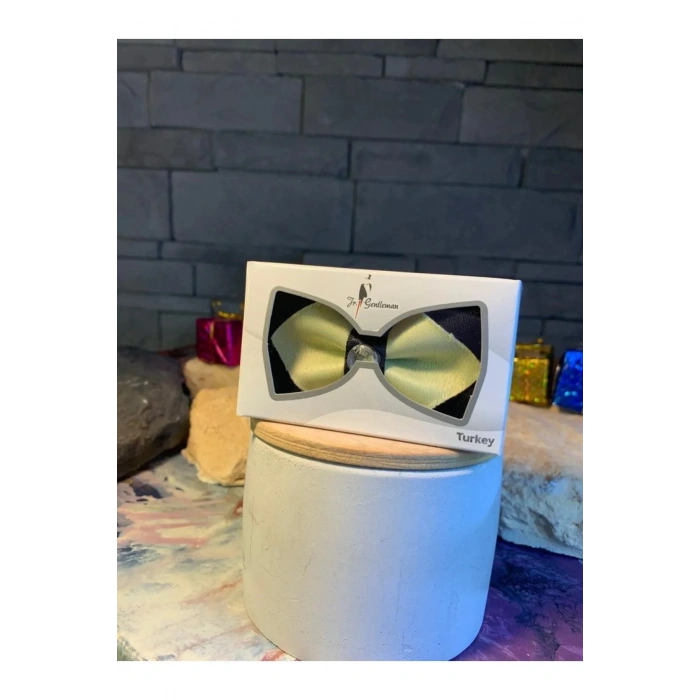 Bebek & Çocuk Siyah Bej Renk 1-7 Yaş Lastikli Papyon