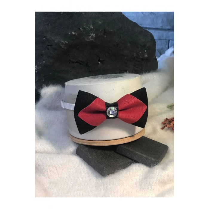 Bebek & Çocuk Siyah Bordo Renk 1-7 Yaş Lastikli Papyon