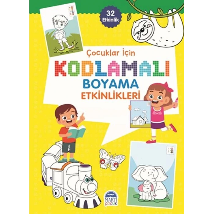 Çocuklar İçin Kodlamalı Boyama Etkinlikleri - Sarı - 32 Etkinlik
