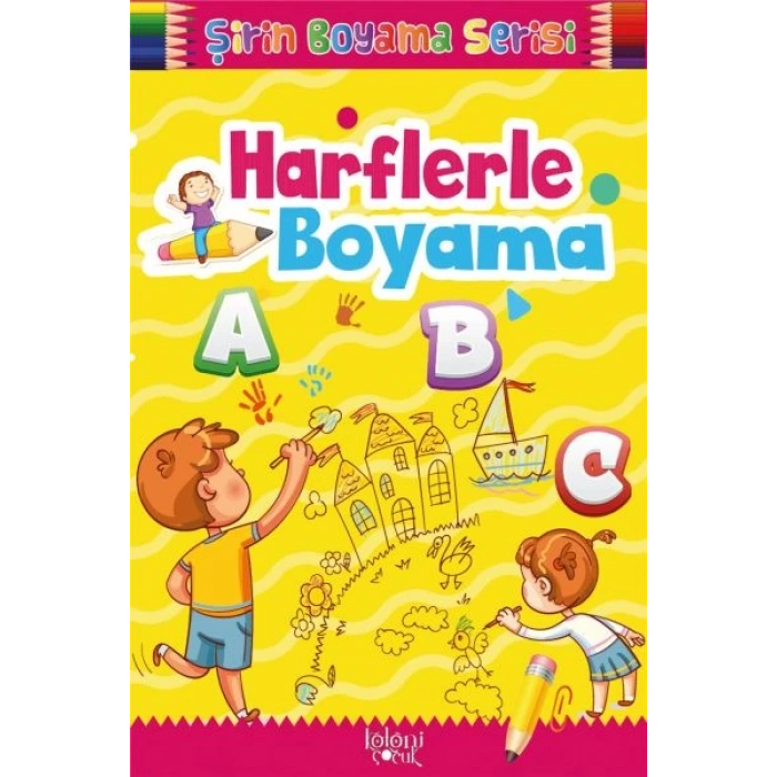Çocuklar için Okul Öncesi Şirin Boyama Kitabı - Harflerle Boyama