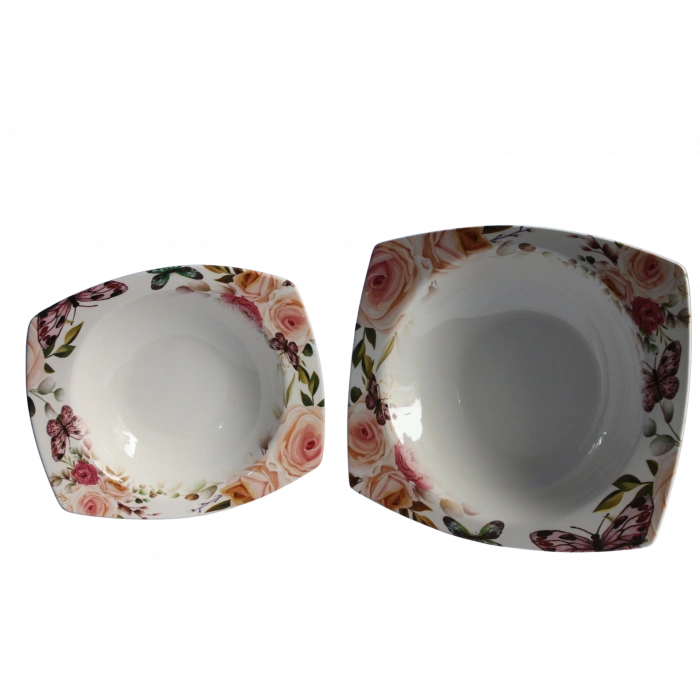 Dijital Baskılı 2li Derin Kare Salata Kasesi 29cm 24cm