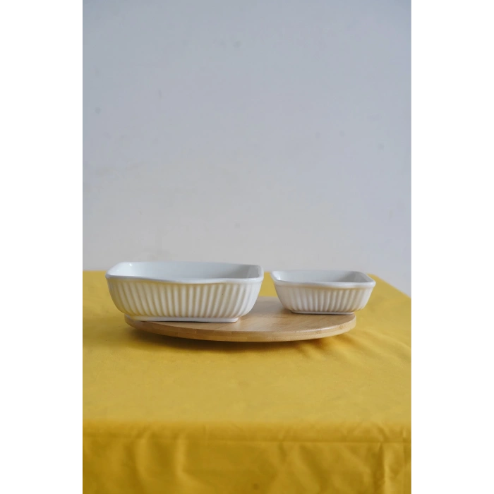 Ecr Seramik 2li Kare Fırın Kabı 21Cm